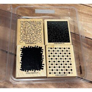 2003 STAMPIN' UP! BY DESIGN WOOD MOUNTED RUBBER STAMP SET OF 4